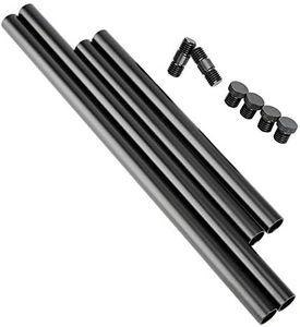 NICEYRIG 15mm Rod 8 Inch and 12 Inch, with M12 Thread Rod Connector Rod Cap Extend to 20 Inch Rods for Camera Shoulder Rig Support System - 189