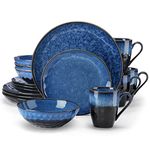 vancasso 16 Pieces Blue Dinnerware Set, Reactive Glaze Dish Set, Plates and Bowls Set