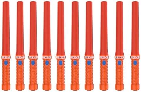 ITENGHUA 16 inch LED Traffic Control Batons, Signal Traffic Wand with 2pc C Dry-Cell Batteries(Not Include), Safety Air Marshaling Wand for Parking, Airport and Road Traffic Contol, Orange 10PCS