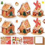 6 Sets Christmas Gingerbread House Kit Christmas Crafts for Kids Mini Christmas Cardboard Make-a-Gingerbread House Craft for Boy Girl Christmas Party Game Craft Supplies(Lovely Style)