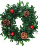 Forty Wings Pinecone Green Leaf Christmas Xmas Wreath Holiday Door Decorations Xmas Wall Wreath Christmas Welcome Wreath Christmas Decor (Santa Clause Wreath)