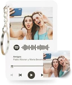 Llavero Personalizado Placa Spotify Personalizada con Foto y Canción Favorita. Regalo Original Personalizado para San Valentín. Placa Personalizada de Metacrilato con Código Escaneable.