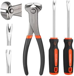ValueMax 3-Piece End Cutting Pliers and Nail Pullers Set | 185mm End Nippers for Pulling and Cutting Nails | 2-Piece Magnetizable Tack Lifter with Straight V Tip and Bend V Tip for Easy Nail Removal