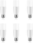 Tubular 6W LED Light Bulbs - 60 watt Equivalent 600LM, E27 Base Warm White 3000K Non-Dimmable, Pack of 6