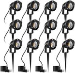 Romwish LED Landscape Spotlights, 10W Outdoor Spotlights for Yard, 3000K Warm White, 120V AC Spot Light with Ground Spike, Waterproof Landscape Lighting for House Garden Lawn Decorative (12Pack/10W)