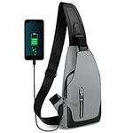 Aucuu Sling Bag Men, Shoulder Bag Sling Bag, Oxford Cloth Crossbody Bag with USB Charging Port, Shoulder Bag Waterproof Shoulder Bags Handbag Men for Sports Work Cycling Travel