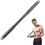 HORKEY Portable Resistance Bands Bar,Workout bar for Powerlifting Strength Training,Home Gym,Full Body Workout Equipment (Bar Black/22in + band + buckle)