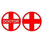 GEO ONE - Doctor Plus Logo Sticker for Car and Bike Standard Size - Red and Background White (2 Pieces as Image)