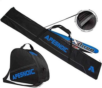 AIRTTUZ Padded Two-Piece Ski and Boot Bag Combo Water-Resistant Ski Boot Travel Bag Fit Skis Up to 200 cm & Boots Size 13 With 5mm Foam Ski Gear Bag.