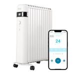 BLACK+DECKER 2.5KW Smart Digital Oil Free Radiator, 3 Heat Settings, Adjustable Thermostat, 24 Hour Timer, White, BXRA43017GB