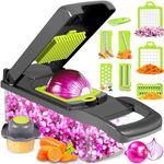 YurDoca Vegetable Chopping, Time and Labor-Saving Onion Chopper with Filter Basket, 9 in 1 Choppers, Slicer Food Dicer, Multi Blade Salad Cutter & Potato, Grey-green1