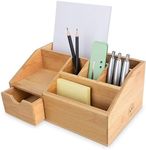 Thingles Bamboo Desk Organiser | Stationary Organiser, Pen Holder, Desk Storage | Pencil Holder for Desk, Office Desk Organiser, Stationery Organiser | Wooden Craft Desk Tray