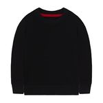 LittleSpring Size 7-8 Boys Black Sweatshirts for Girls Crewneck Sweatshirts 100% Cotton Little Kids Jersey Pullover Sweatshirt Solid Fashion