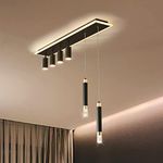 Oninio Modern Black Ceiling Light Dimmable Pendant Light with Remote Control Adjustable Height LED Chandeliers Celing Light for Living Room Kitchen Bedroom Dinging Room (L110 cm)