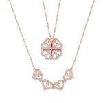 Salty 2-Way Multi Wearing Magnetic Heart Clover Necklace for Women & Girls | Pendant Neck Chain | Modern Design | Fancy & Stylish Accessories | Aesthetic Jewellery | Diwali, Birthday, Anniversary & Special Occassion Gift | Everyday Wear Jewelry