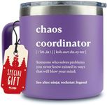 KLUBI Chaos Coordinator Gifts for Women Christmas - Chaos Coordinator Tumbler Mug 14oz Purple Gifts for Women Boss Lady Gifts for Women Teacher Appreciation Gifts Baskets for Women Nurse Manager Gifts