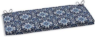 Pillow Perfect Outdoor/Indoor Woodblock Prism Bench Cushion, Blue