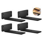 Heavy Duty Shelf Brackets 5 Inch (1/5 Inch Thick) Floating Shelf Bracket Hidden Shelves Hardware L Brackets Industrial Black Metal Wall Shelving Supports 4 Pack