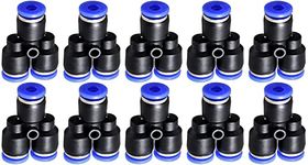 Mecion 4mm Push to Connect Fittings Y Spliters Pneumatic Fittings Plastic Quick Release Connectors, Pack of 10
