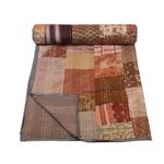 BOHEKANT Handicraft Silk Kantha Quilt Kantha Bed Cover Handmade Kantha Bedspread Kantha Blanket Throw-03 (Queen, 90x108 inches, Double Bed)