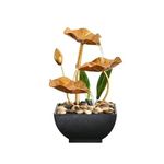 ZenCart® Metal Water Fountain for Home Decor, Indoor Waterfall Fountain for Home, Table Fountain with Natural River Rocks, 3 Tier Table Top Waterfall Fountain (1 Pcs) (Gold)