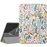 MoKo Case Fits All-New Kindle Fire HD 8 & 8 Plus Tablet (12th Generation-2024/2022 Release) 8", Soft TPU Frosted Colored Back Cover Multi-Angle Slim Smart Shell, Auto Wake/Sleep, Flowers