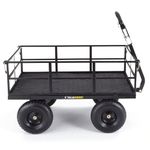 Gorilla Carts 1,200 Lbs Yard Utility Garden Cart, Steel Outdoor Gardening Wagon Cart with Tow Handle and Removable Sides, 9 Cubic Feet, Black