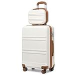 Kono Luggage Sets of 2 Piece Lightweight 20 inch ABS Hard Shell Travel Carry on Suitcase with TSA Lock + 12 inch Portable Hand Cabin Case (Cream White)