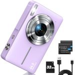 CAMKORY Digital Camera, Full HD 1080P Point and Shoot Camera, 44MP Kids Camera with 16X Zoom, Purple
