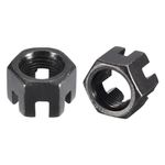 Awclub Hexagon Slotted Nuts with Fine Thread, M24 x 2mm GB58 Carbon Steel Hex Castle Nuts Black - Pack of 2