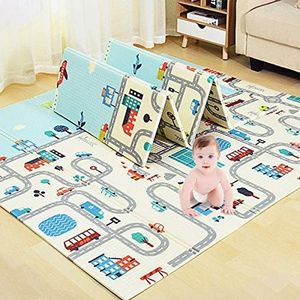 Extra Large Reversible Baby Play Mat, BPA Free Learning & Crawling Foldable Foam Mat (6.5x5 ft, 0.6cm Thickness) Multicolor – Soft, Non-Toxic, Easy to Clean​
