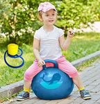 REMANG 45cm Inflatable Sit and Bounce Rubber Hop Ball with Manual Air Pump Jumping Bouncer Ball Space Hopper Jump and Bounce Handle Ride-on Toy Bouncy for boy & Girls(Multicolor)