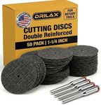 Drilax Rotary Tool Cutting Discs for Metal 50 Pcs Cut Off Wheels Double Fiberglass Reinforced Cut Off Tool Set with 4 Mandrels Compatible with Dremel Cutting Discs 426 426b