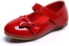 DADAWEN Girls' Students' Butterfly Princess Dance Shoes (Toddlers/Little Kids/Big Kids) Red 5 US
