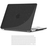 TECOOL Case Compatible with MacBook Air 13.6 Inch M3 M2, 2024 A3113 & 2022 A2681, Ultra Slim Hard Shell & UK EU Keyboard Cover, Glossy Surface, Glitter Black Clear