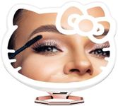 Impressions Vanity Hello Kitty 3X Magnifying Pocket Mirror with Stand, Adjustable Brightness Daylight LED Lighted Compact Makeup Mirror for Desk, Travel, Purse (White)