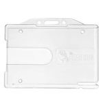 CKB LTD Pack of 10 Premium Crystal Clear Enclosed Rigid with Ejection Slot Closed Faced ID Badge Holders Horizontal Identity Plastic Pass Protector Holds 86x54mm cr80 Credit Card Sized Biodegradable