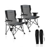 Superrella Portable Outdoor Folding Camping Chairs 2 Pack Heavy Duty Camp Chairs with Storage Bag for Outside Activities, Black Grey