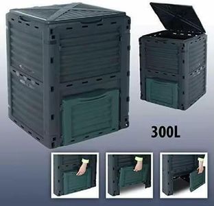 Easy Shopping 300L Garden Compost Bin – Outdoor Kitchen Waste Composter, Black/Green