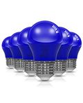 ORALUCE Blue Porch Light Bulb 40 Watt Equivalent,A15 LED Bulbs for Halloween Christmas Party Decoration and Lighting,Colored Light Bulb with E26 Base,5W 450LM Non-Dimmable,6 Pack.