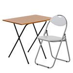 Harbour Housewares 2 Piece Folding Desk and Chair Set - Small Modern Home Office Workstation for PC Laptop Study - Wooden Top - Brown/White