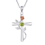 BlingGem Cross Necklaces for Women 925 Sterling Silver August Birthstone Pendant Necklaces for Women 5A Cubic Zirconia Anniversary Jewelry Birthday Mothers Gift for Women Mom Wife