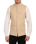 WINTAGE Men's Tweed Bandhgala Festive Nehru Jacket Waistcoat Beige