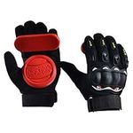 Acoser Longboard Downhill Slide Gloves Skate Gloves with Slide Pucks (Red)