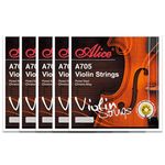 ALICE A705 Violin String Set, Plated Steel Plain String, Steel Core, Ni-Fe Winding PACK OF 5