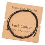 Morse Code Bracelet,Vintage Promise Distance Friendship Bracelets Hand Made Beads String Rope Bracelet for Women Girl Men Friend Couples（Fuck Cancer）