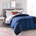 Linenspa All-Season Reversible Down Alternative Quilted Comforter - Hypoallergenic - Plush Microfiber Fill -Machine Washable -Duvet Insert or Stand-Alone Comforter, King, Navy/Graphite