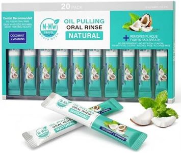 Oil Pulling Mouthwash with Coconut Oil - Portable Travel Essentials - Natural Pulling Oil for Teeth and Gums -Single Use Packets for Bad Breath Treatment 20 Travel Sachets
