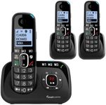 Amplicomms BigTel 1583 Cordless Big Button Phone for Elderly with Answer Machine and 2 Additional Handsets - Loud Phones for Hard of Hearing - Hearing Aid Compatible