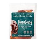 PawGang - Large Pig Ears 5 pcs - 100% Natural EU Sourced Treats for Dogs Young Adult Old Small and Large Dog - Air Dried Chews - Healthy Hypoallergenic - Low Fat Grain Free - Barf Raw